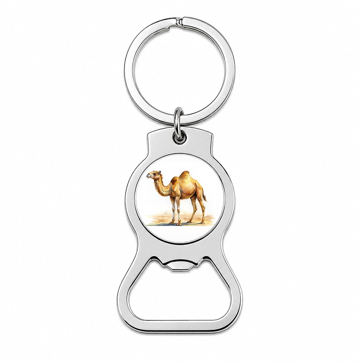 Camel Standing Watercolor Bottle Opener Keychain
