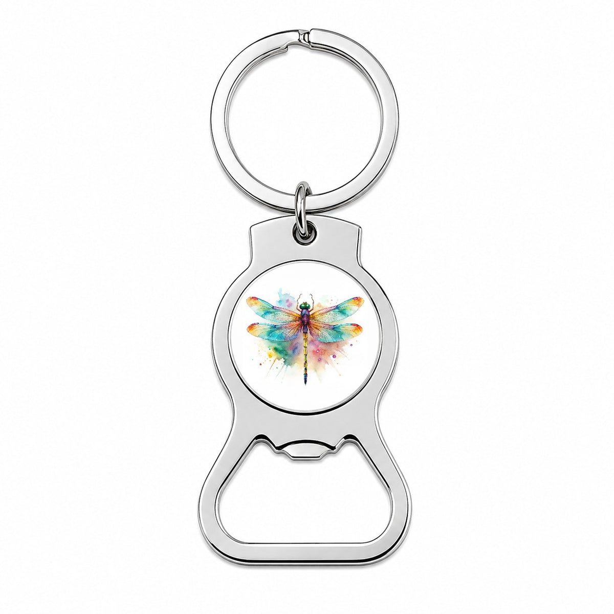 Dragonfly Colorful Background Watercolor Bottle Opener Keychain