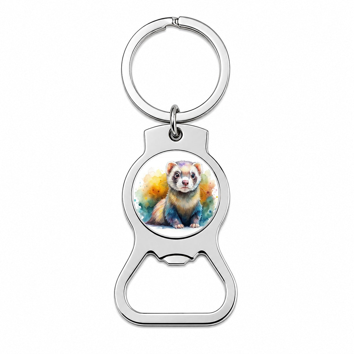 Ferret Colorful Watercolor Bottle Opener Keychain