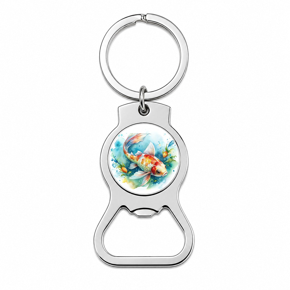 Koi Fish Watercolor Bottle Opener Keychain