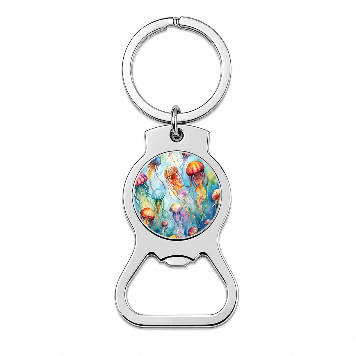 Lots Of Jellyfish Underwater Watercolor Bottle Opener Keychain