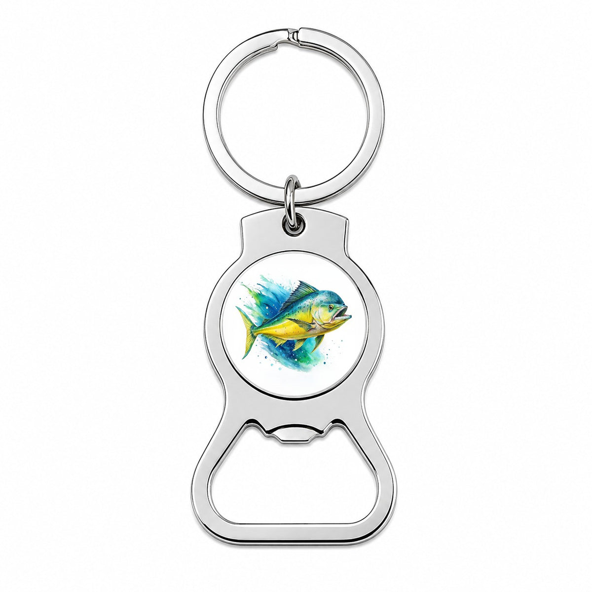 Mahi Mahi Fish Watercolor Bottle Opener Keychain