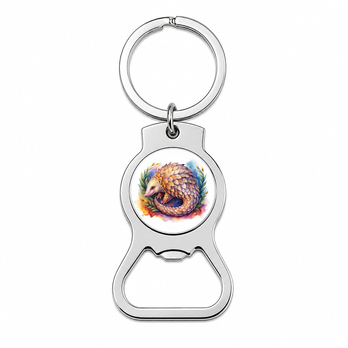 Pangolin Watercolor Bottle Opener Keychain