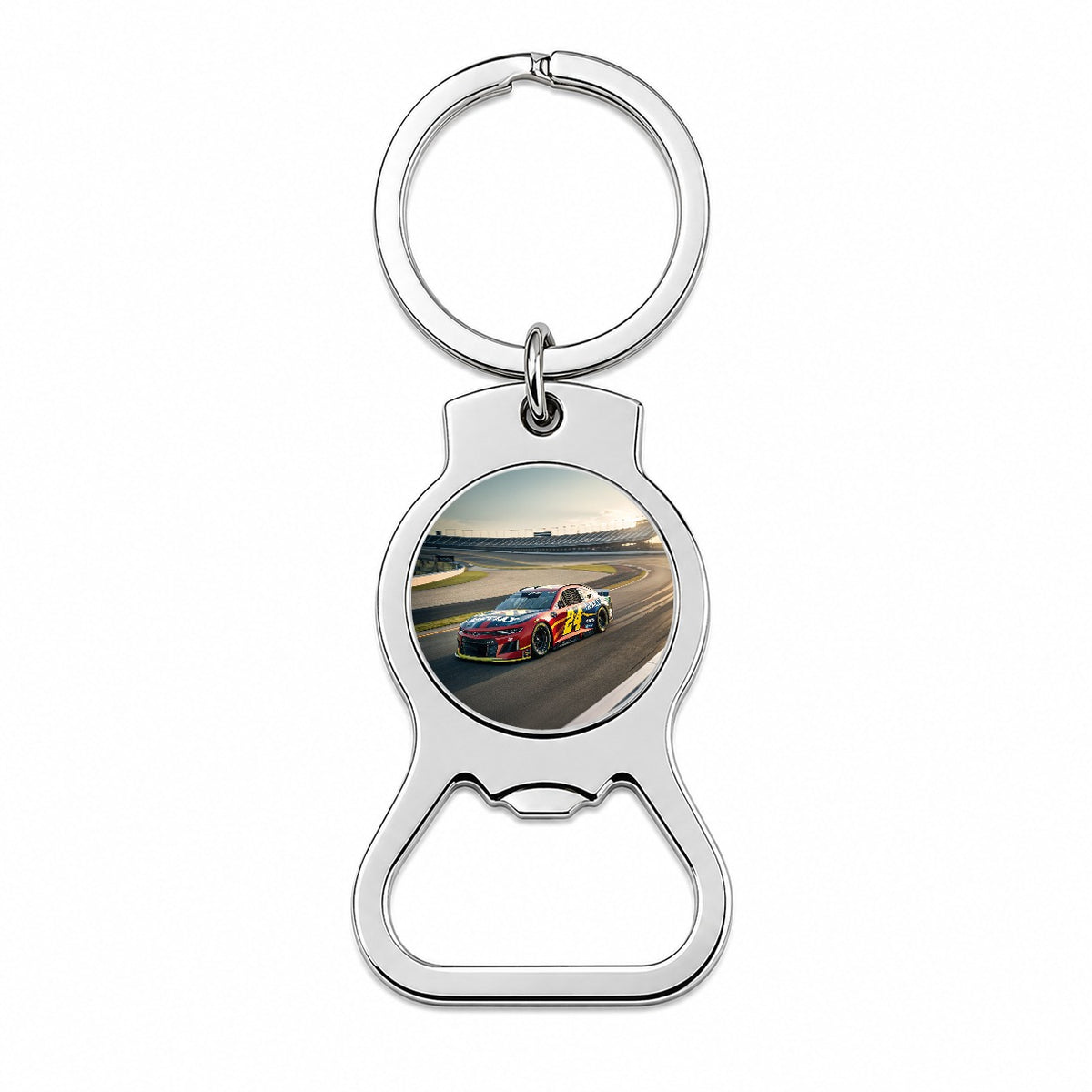 Racing Car Track Bottle Opener Keychain