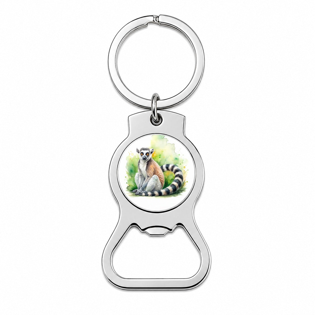 Ring-Tailed Lemur Watercolor Bottle Opener Keychain