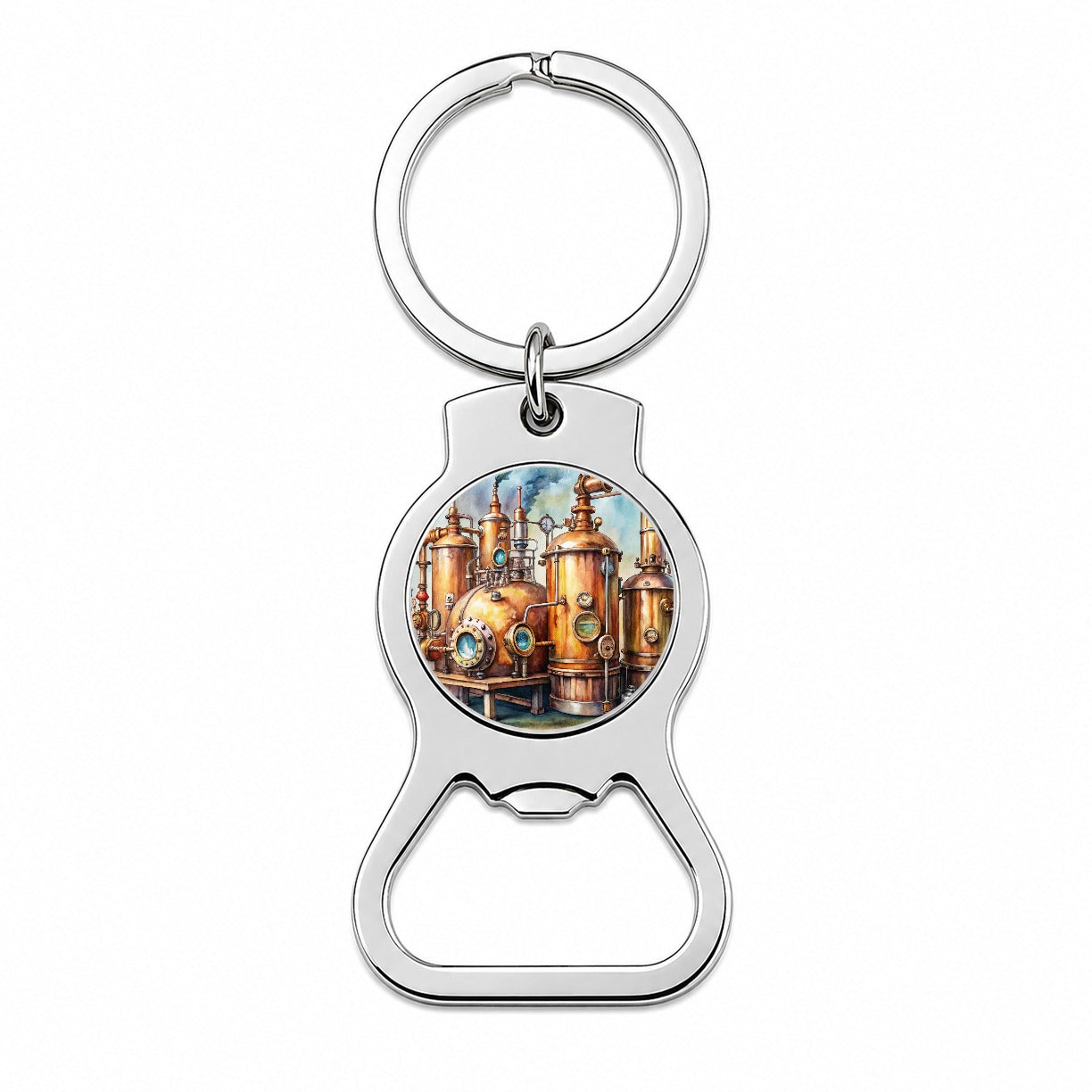 Steampunk Beer Alcohol Still Pipes And Gauges Bottle Opener Keychain