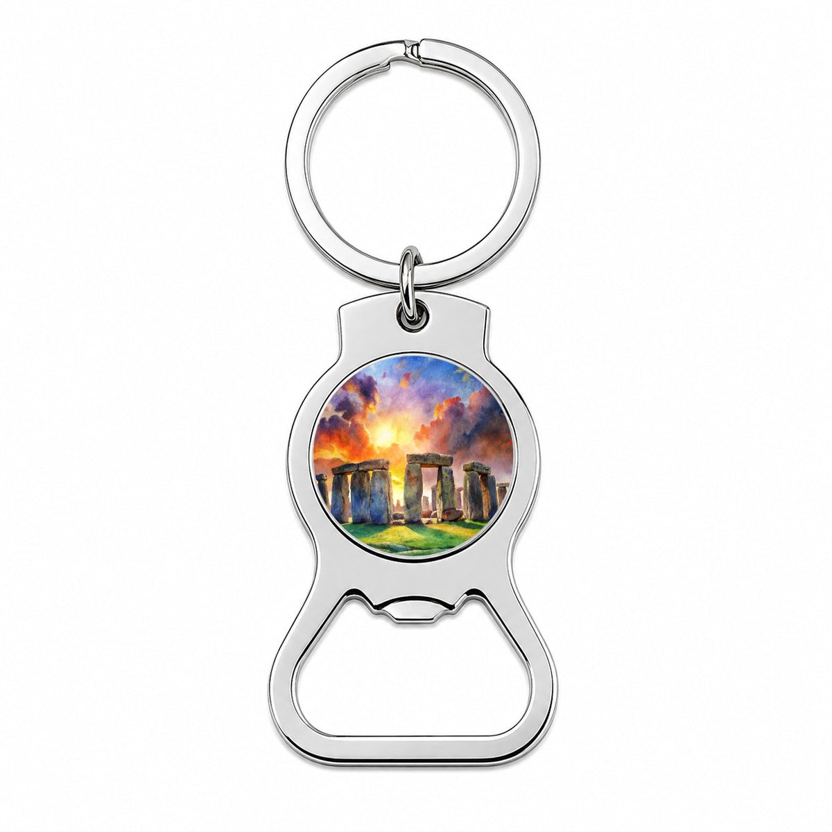 Stonehenge England At Dusk Watercolor Bottle Opener Keychain