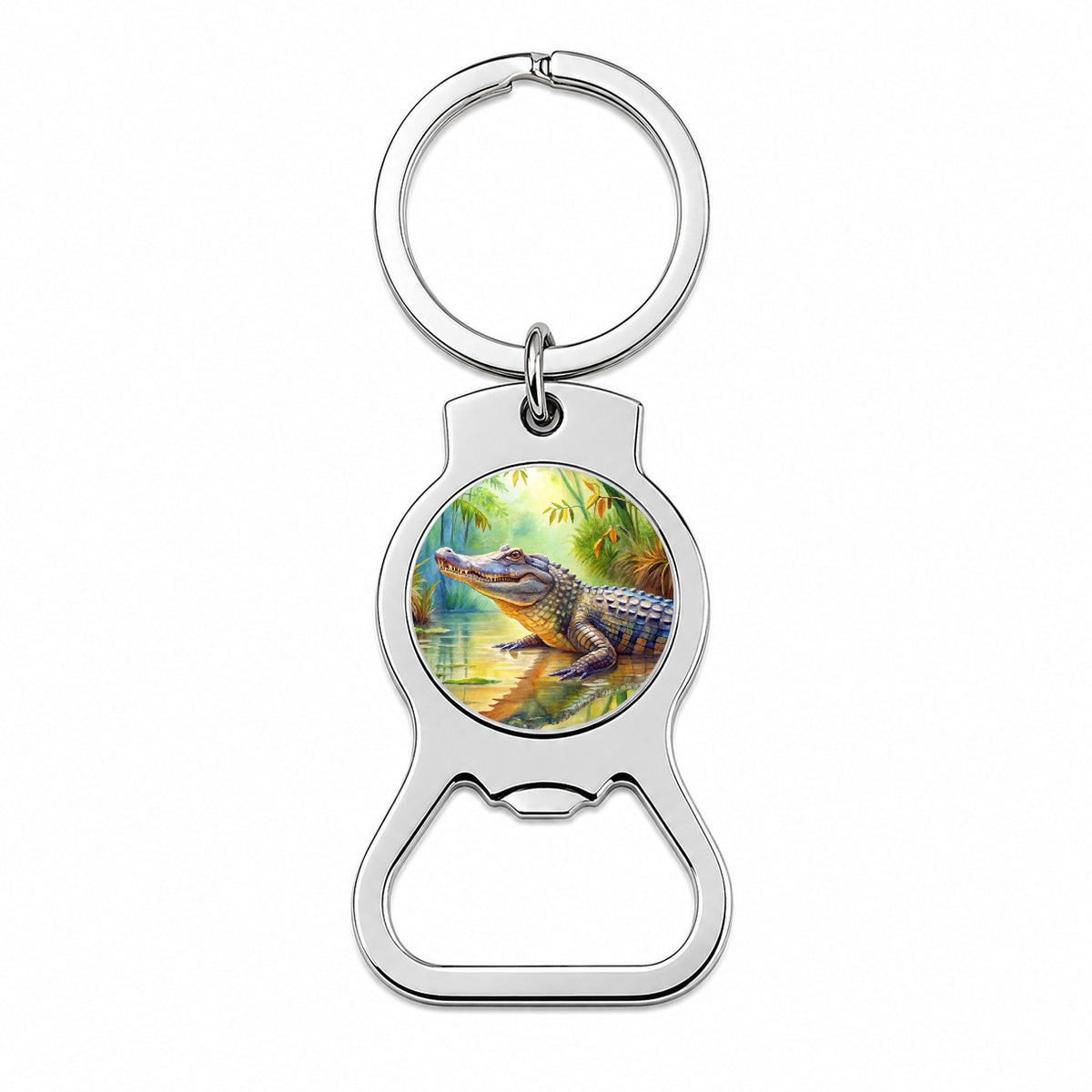 Alligator Crocodile In Swamp Bottle Opener Keychain