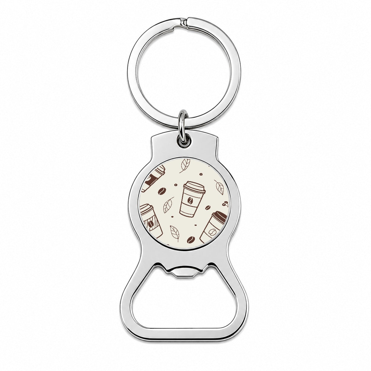Coffee Cups Scattered Bottle Opener Keychain