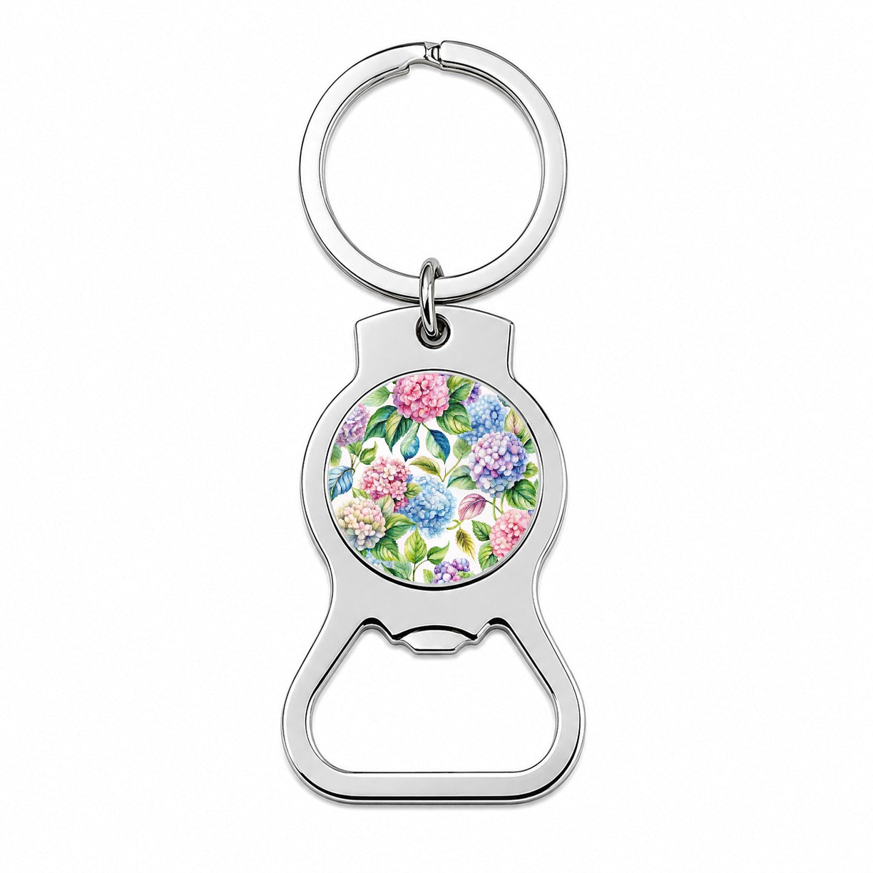 Hydrangea Floral Flowers Bottle Opener Keychain