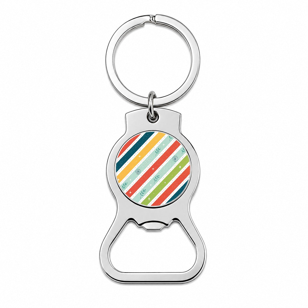 Cute Diagonal Stripes Bottle Opener Keychain