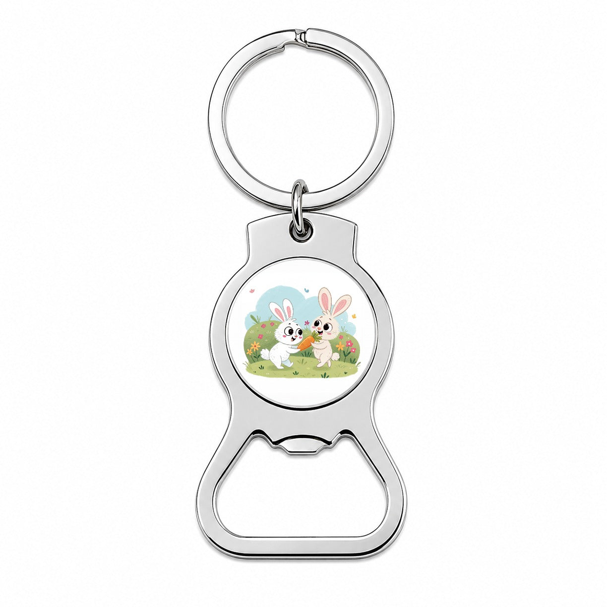 Cute Rabbits Bunnies Easter Bottle Opener Keychain