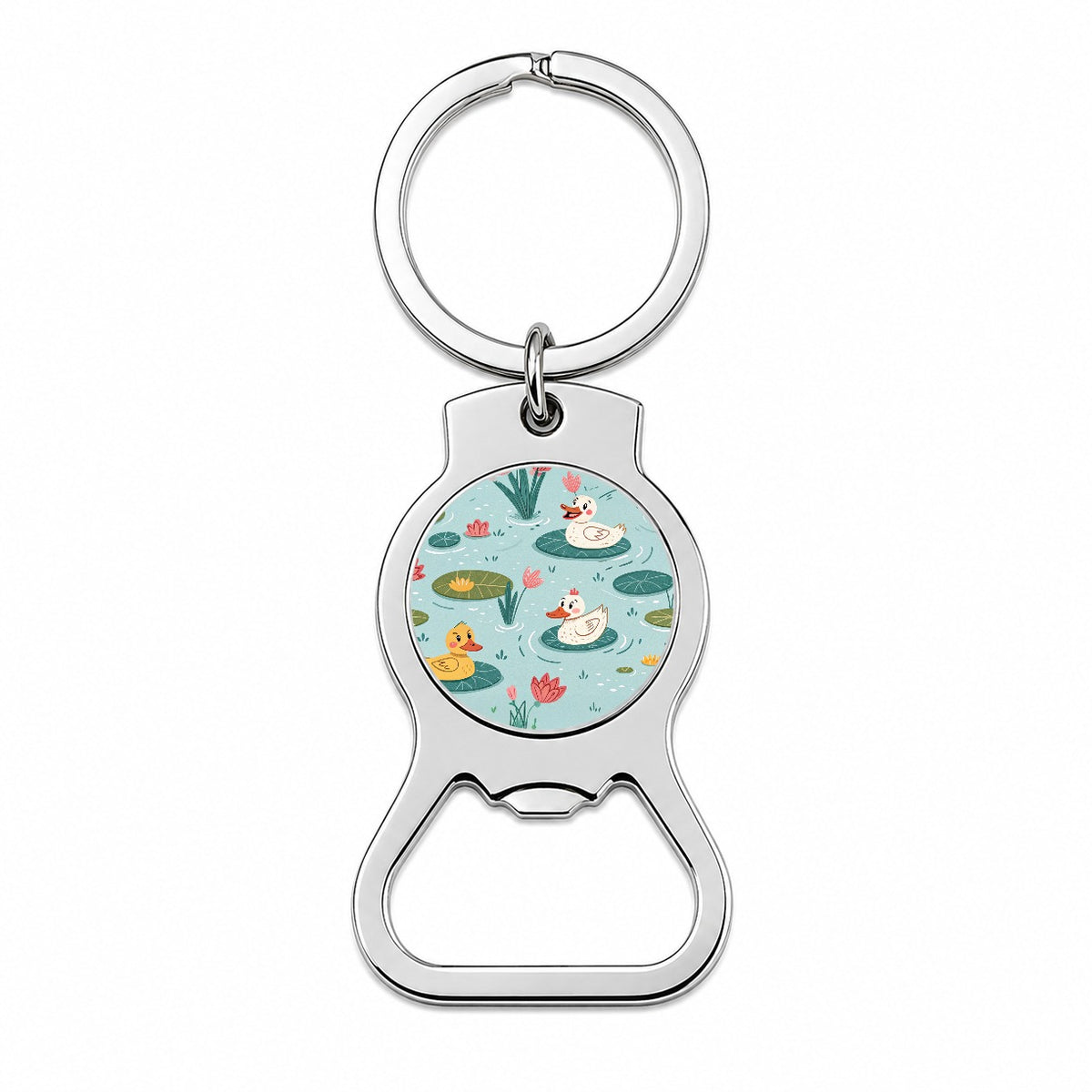Ducks In Pond Bottle Opener Keychain
