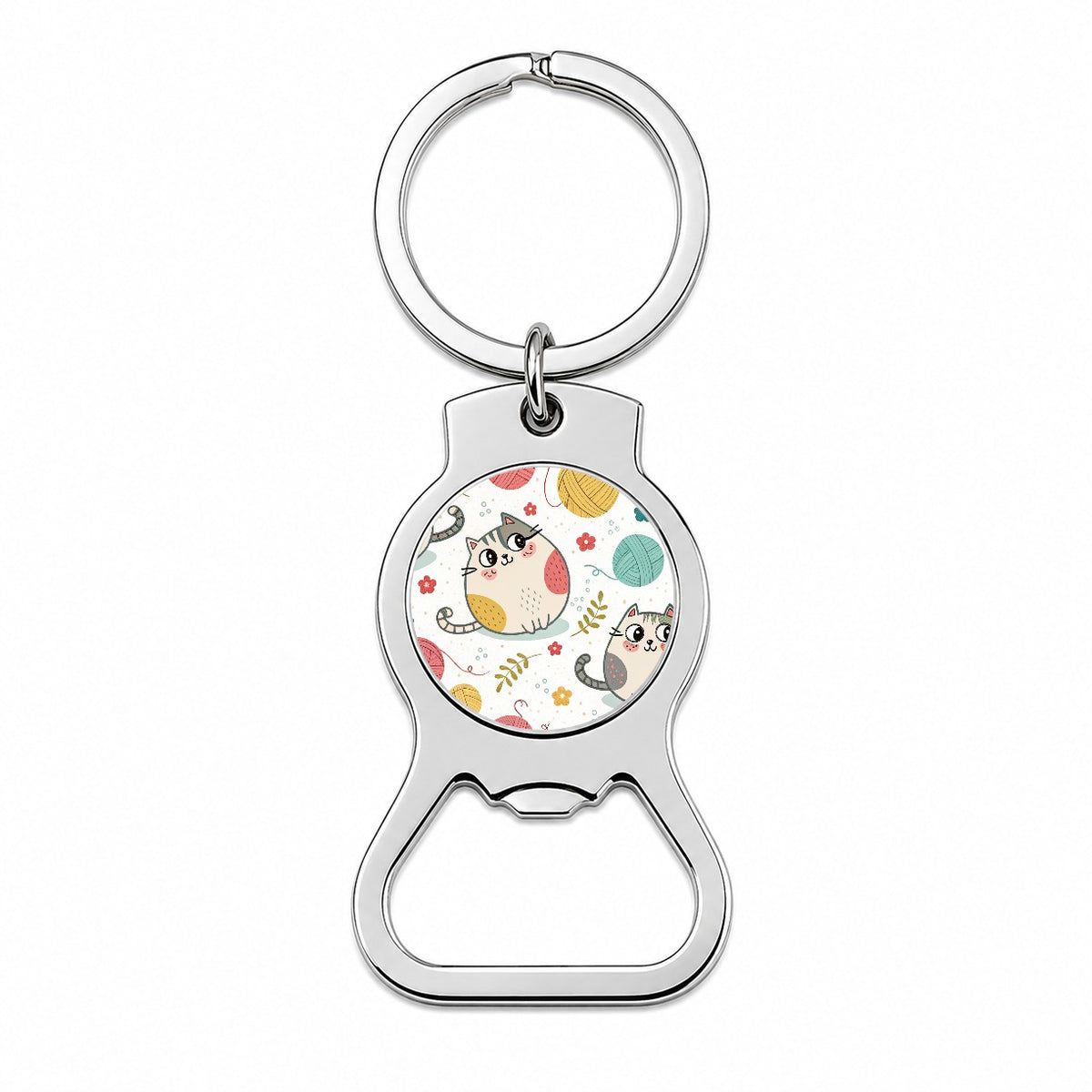Fat Cats And Yarn Knitting Crochet Bottle Opener Keychain