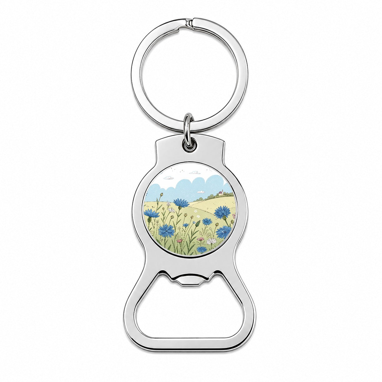 Field Of Cornflowers Flowers Bottle Opener Keychain
