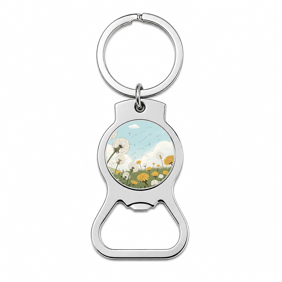 Field Of Dandelions Flowers Bottle Opener Keychain