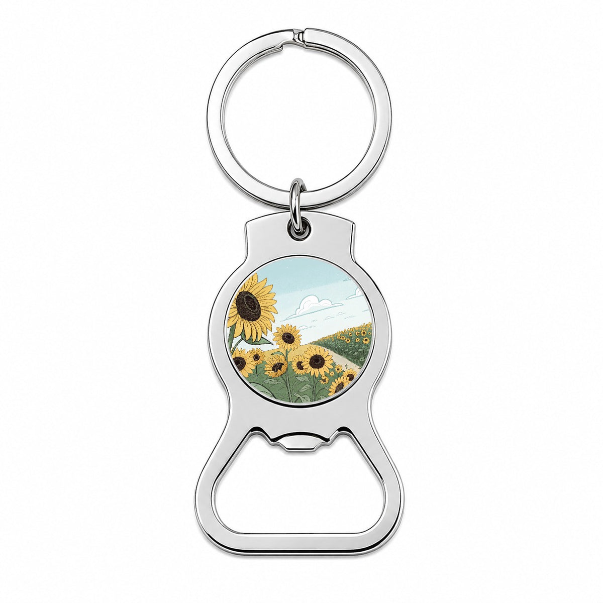 Field Of Sunflowers Flowers Bottle Opener Keychain