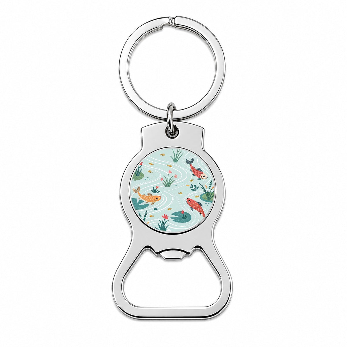 Fish Swimming In Pond Bottle Opener Keychain