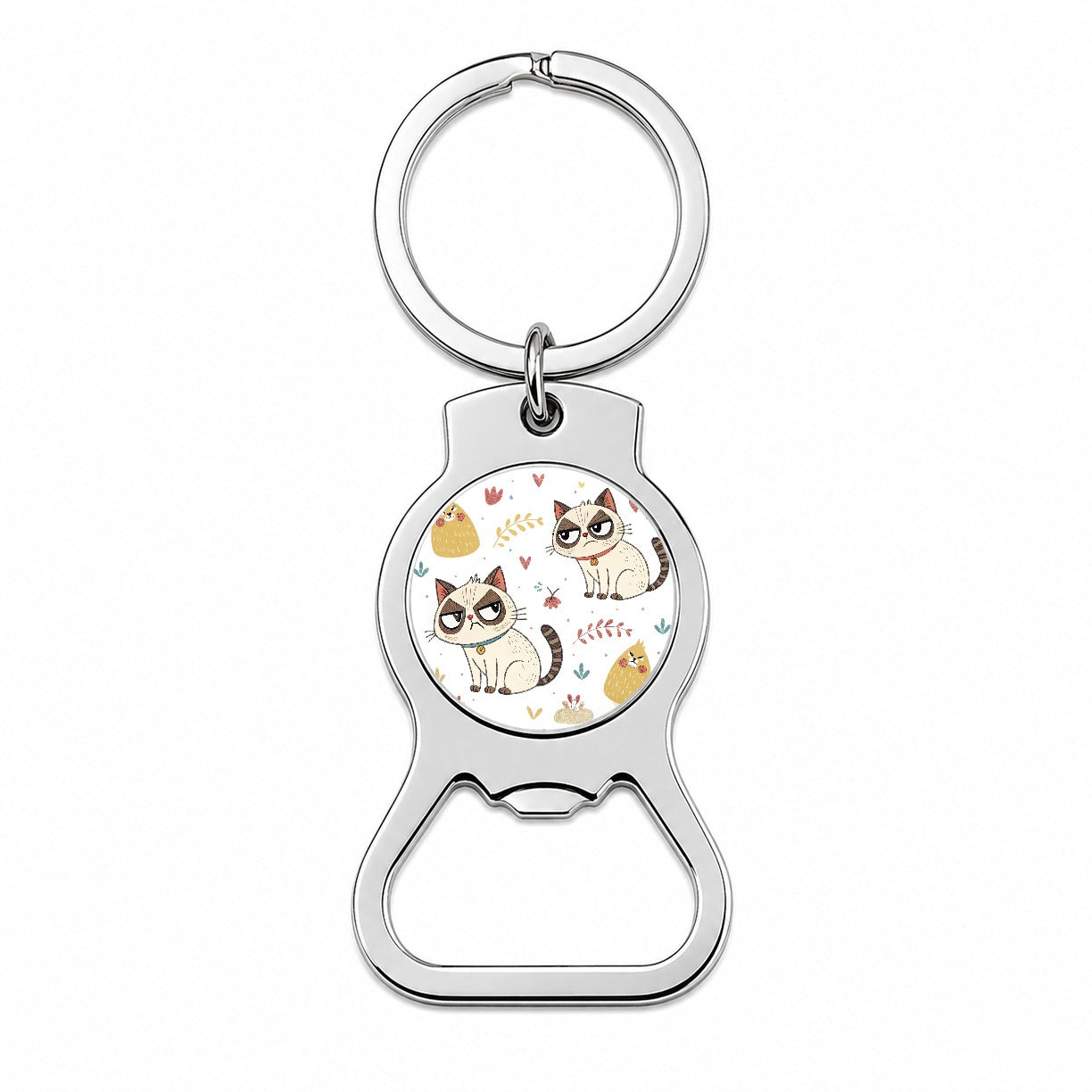Grumpy Persian Kitties Cats Bottle Opener Keychain