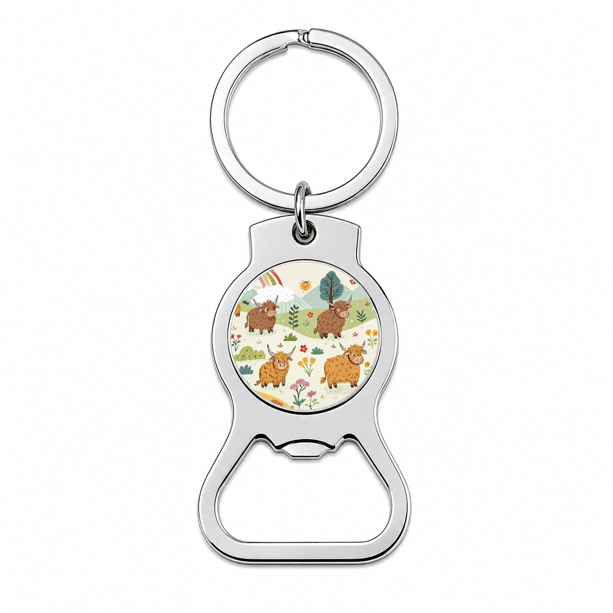 Highland Cows Scattered Bottle Opener Keychain