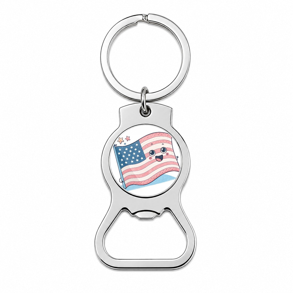 Kawaii American USA Flag Bottle Opener Keychain