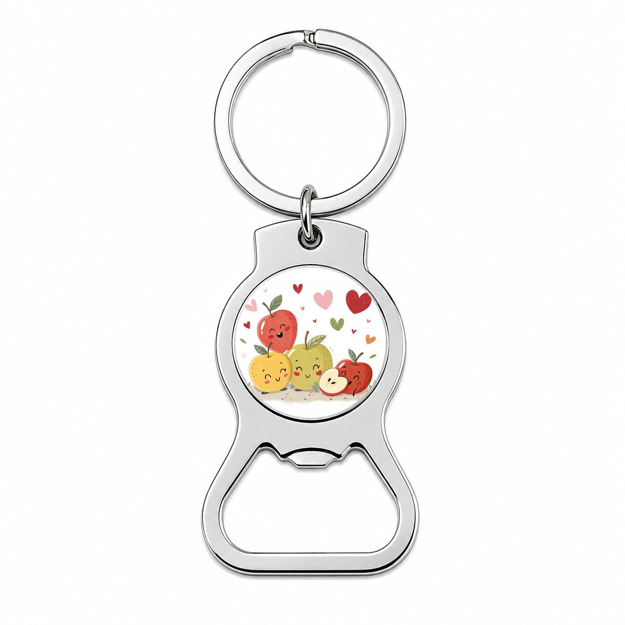 Kawaii Apples And Hearts Bottle Opener Keychain