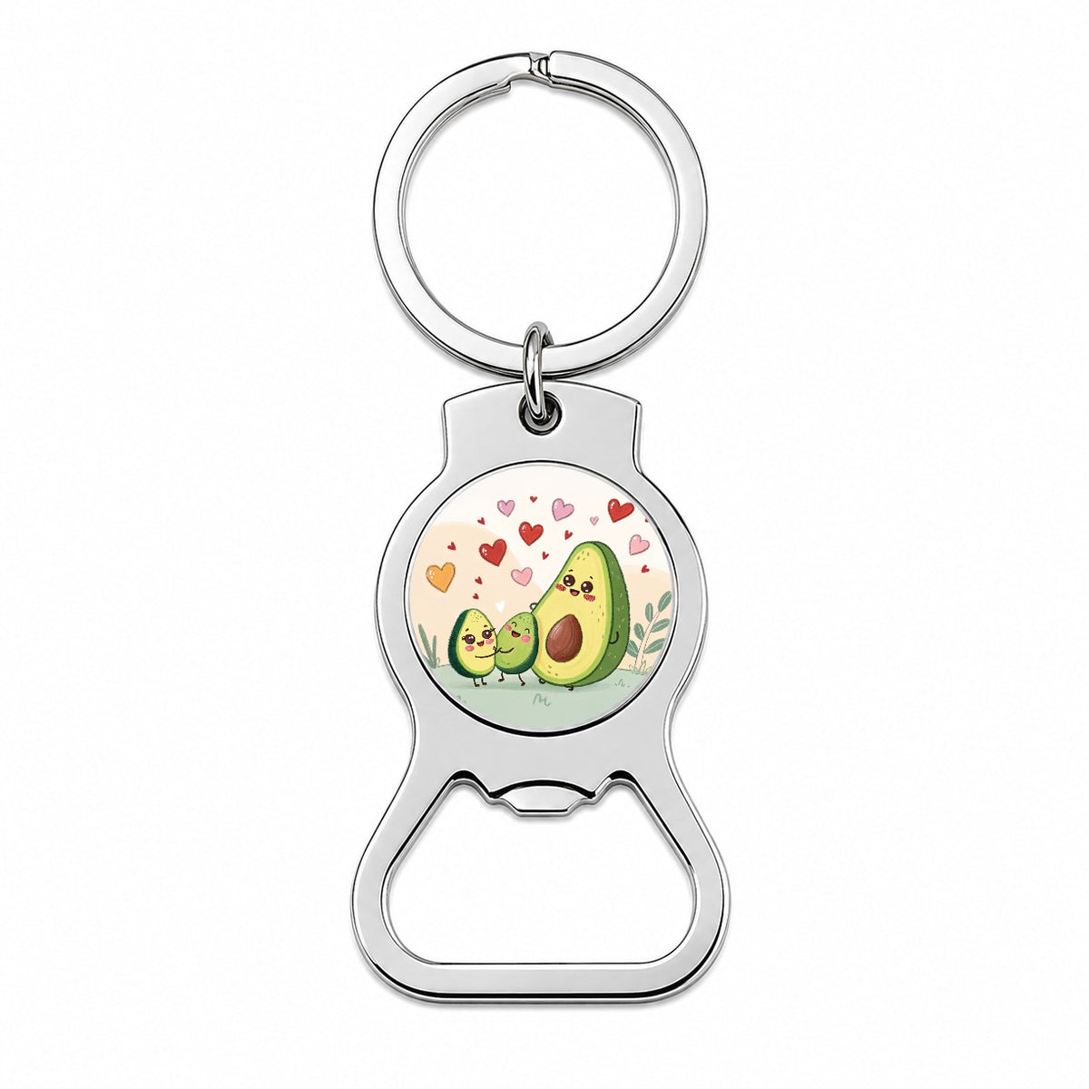 Kawaii Avocadoes And Hearts Bottle Opener Keychain