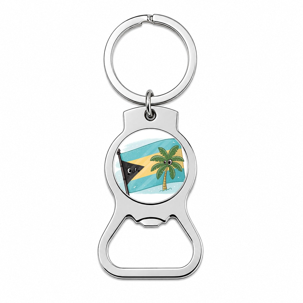 Kawaii Bahamas Flag Bottle Opener Keychain