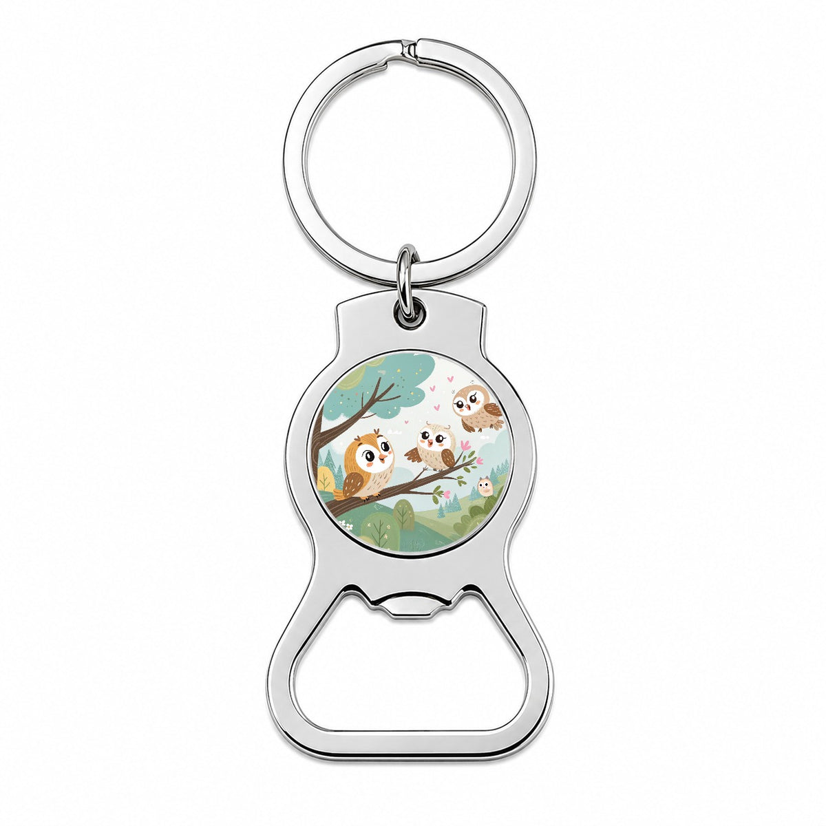 Kawaii Barn Owls Bottle Opener Keychain