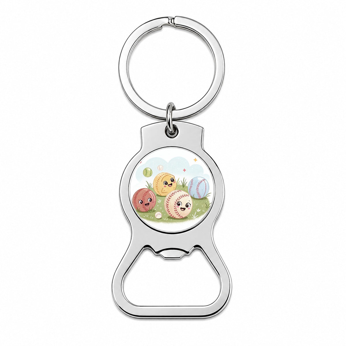 Kawaii Baseballs Bottle Opener Keychain