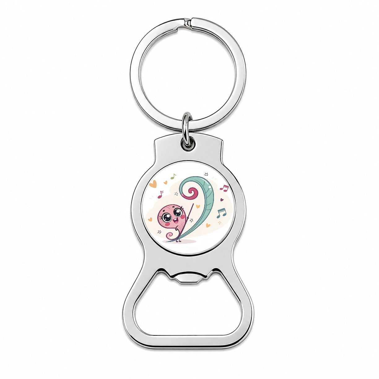 Kawaii Bass Clef Music Bottle Opener Keychain