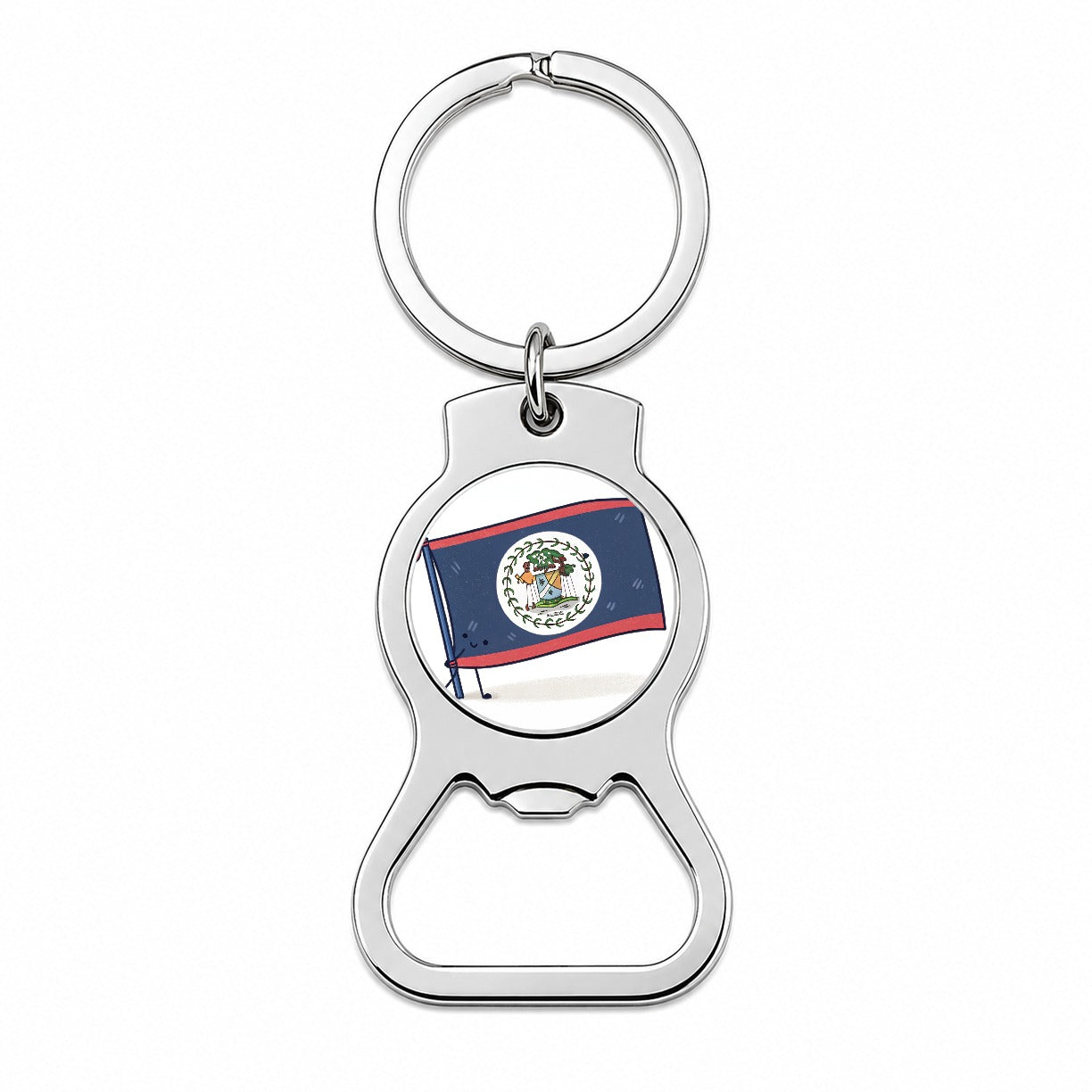 Kawaii Belize Flag Bottle Opener Keychain