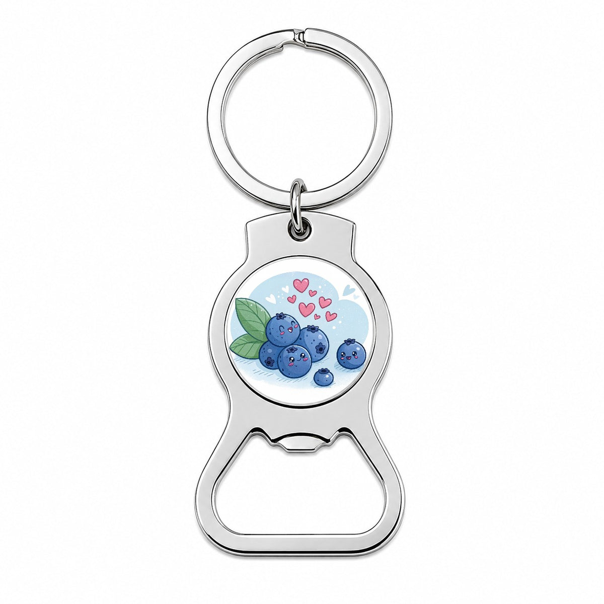 Kawaii Blueberries And Hearts Bottle Opener Keychain