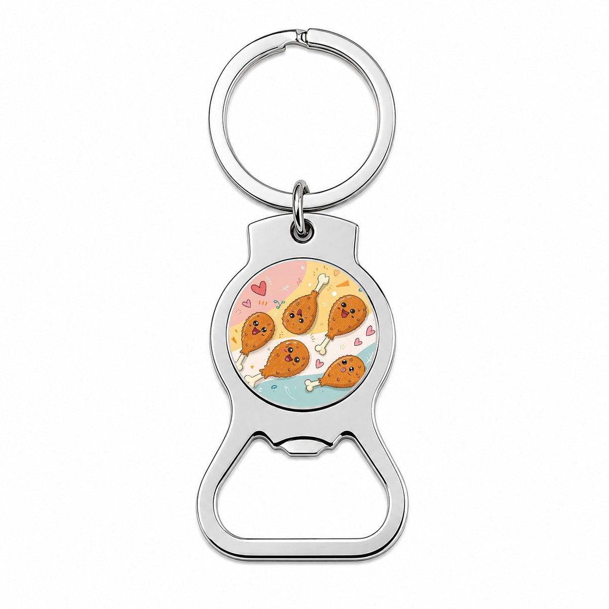 Kawaii Chicken Drumsticks Bottle Opener Keychain