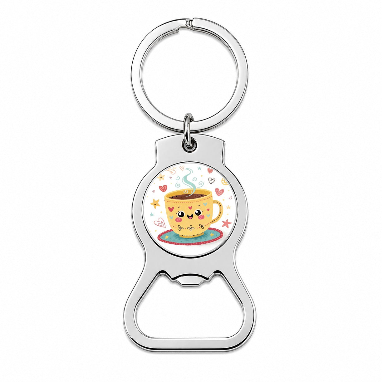 Kawaii Coffee Cup Bottle Opener Keychain