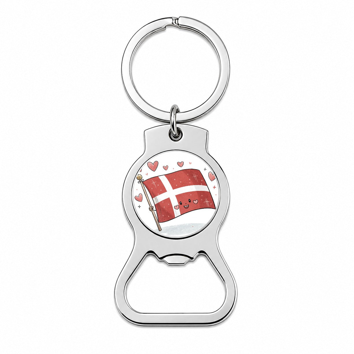 Kawaii Denmark Flag Bottle Opener Keychain