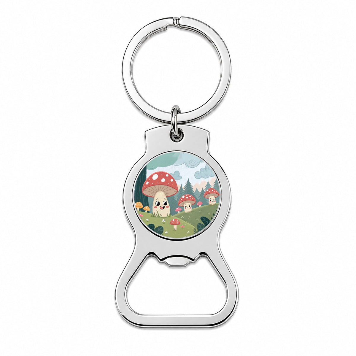 Kawaii Forest Mushrooms Bottle Opener Keychain