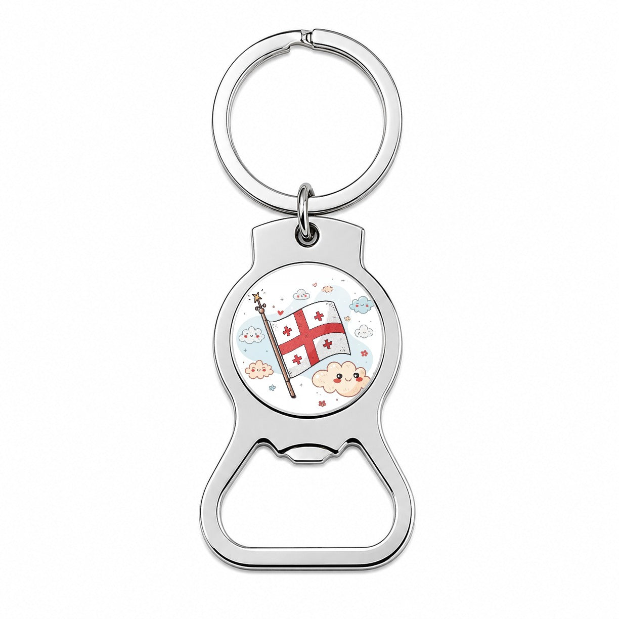 Kawaii Georgia Flag Bottle Opener Keychain