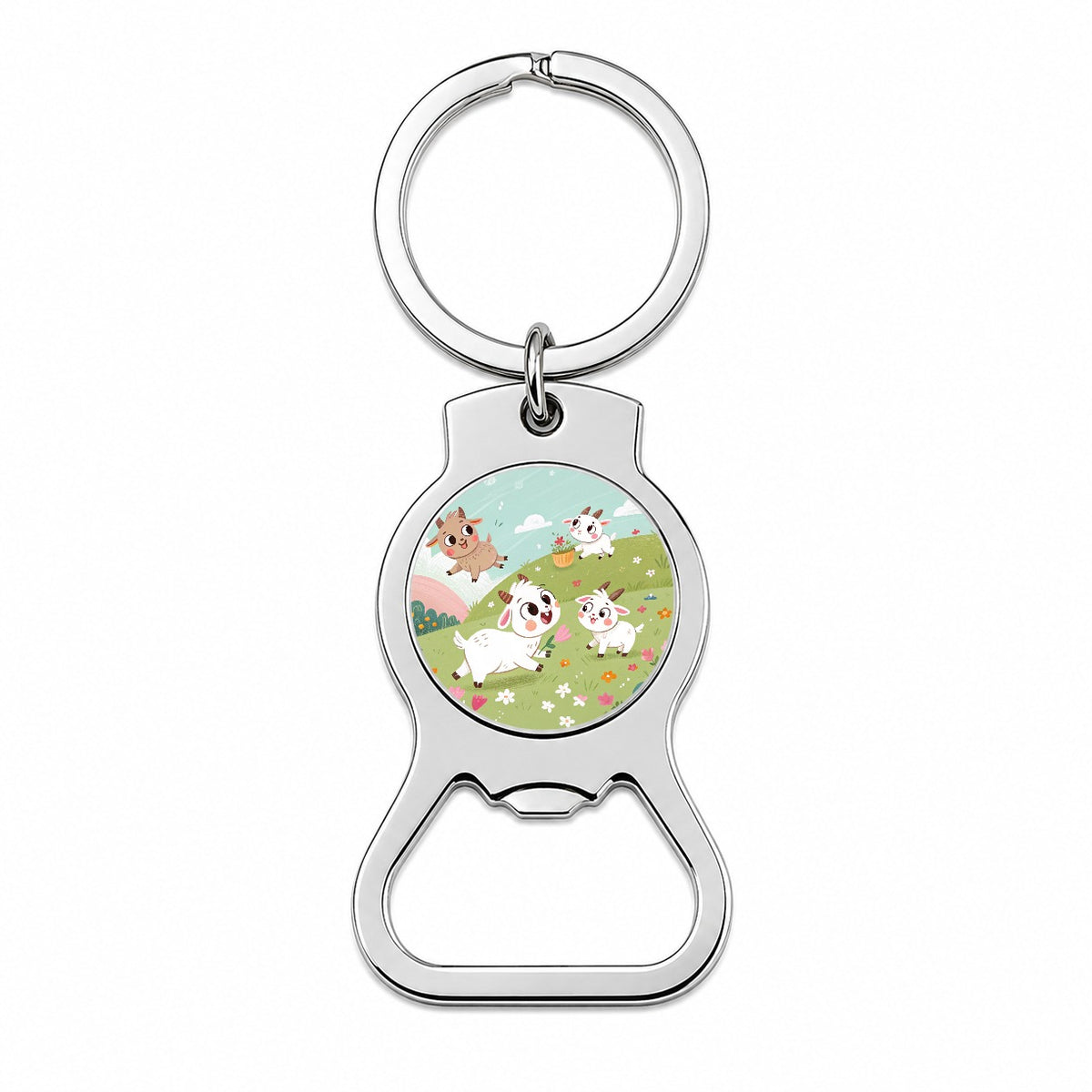Kawaii Goats Bottle Opener Keychain