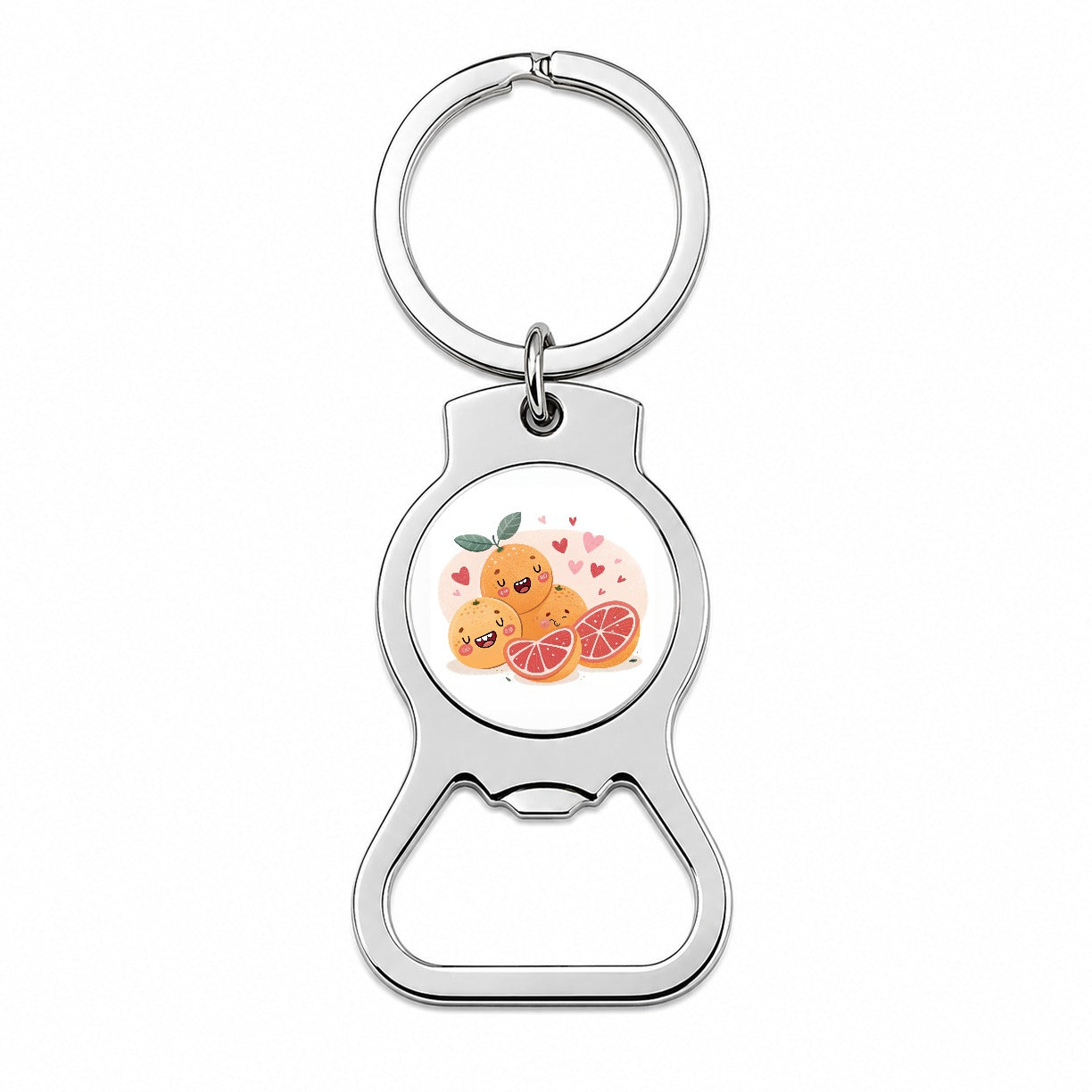 Kawaii Grapefruits And Hearts Bottle Opener Keychain