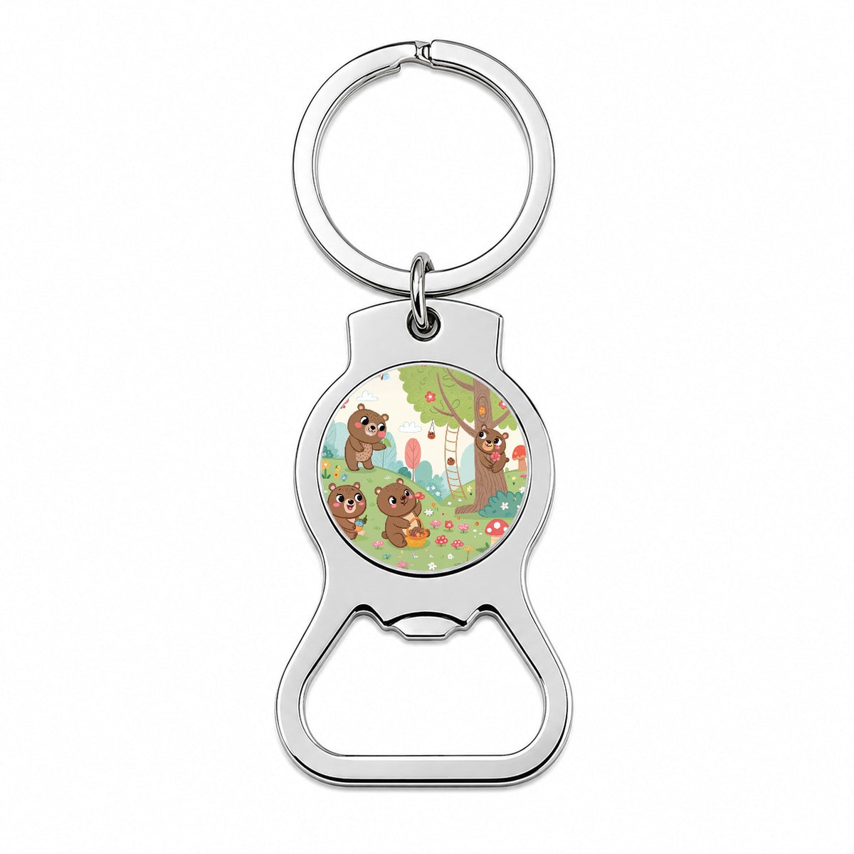Kawaii Grizzly Bears Bottle Opener Keychain
