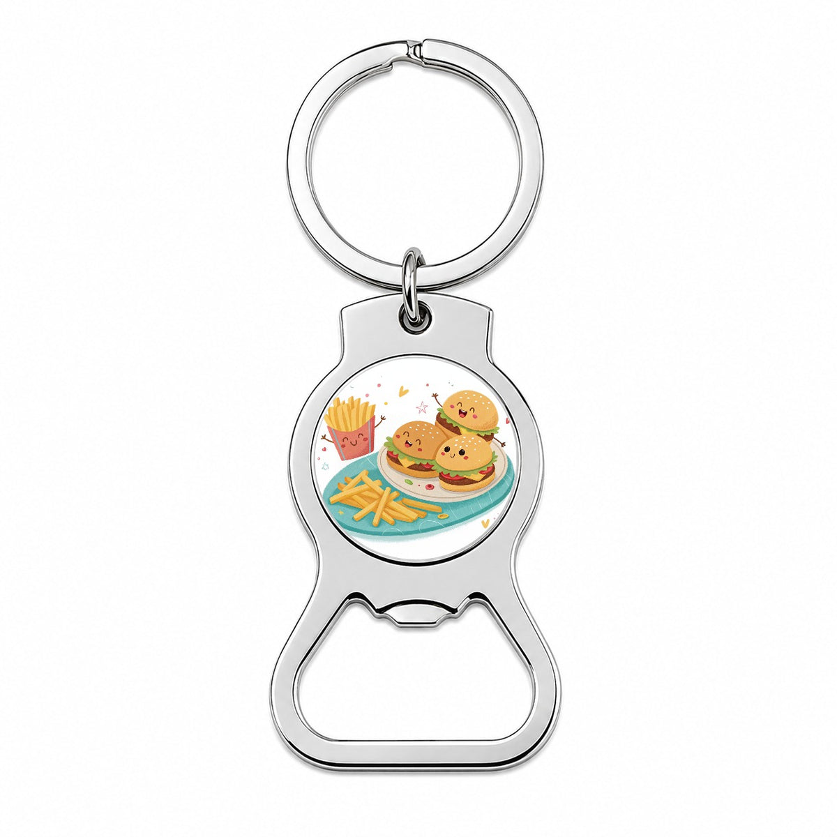 Kawaii Hamburgers And Fries Bottle Opener Keychain