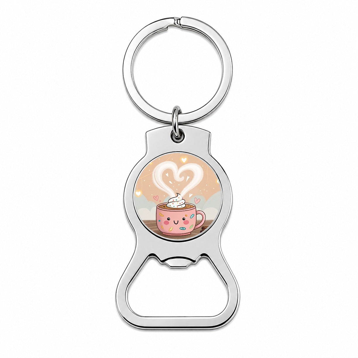 Kawaii Hot Cocoa Chocolate Bottle Opener Keychain