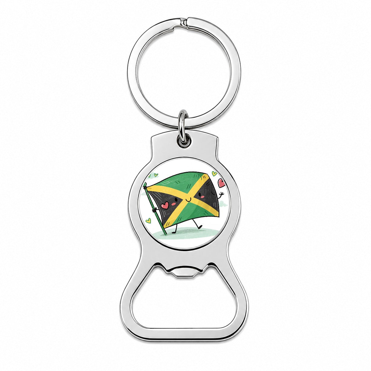Kawaii Jamaica Flag Bottle Opener Keychain