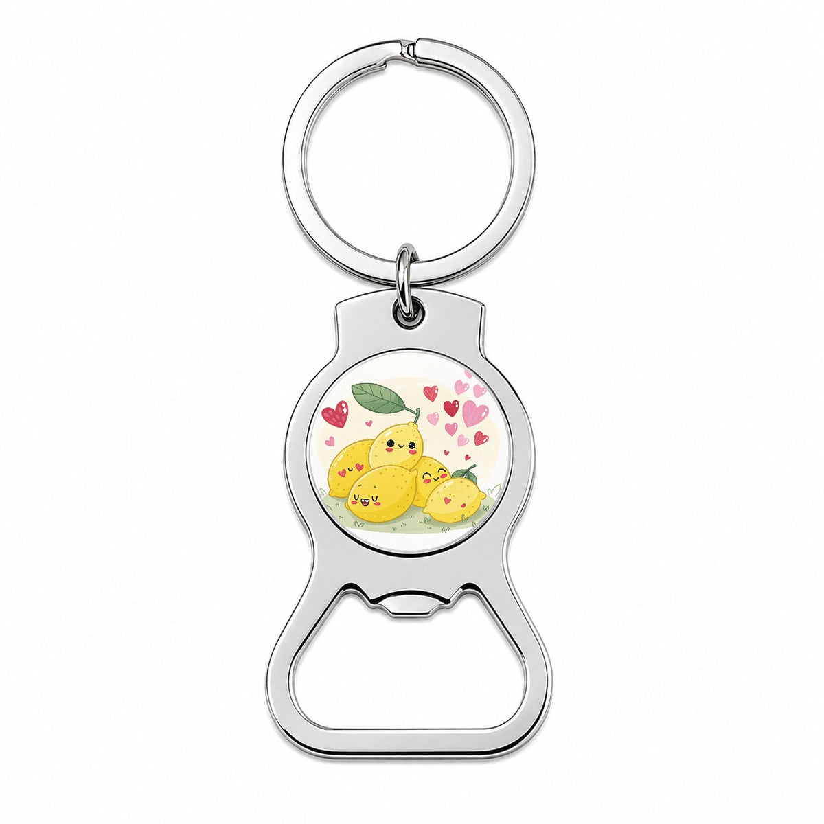 Kawaii Lemons And Hearts Bottle Opener Keychain