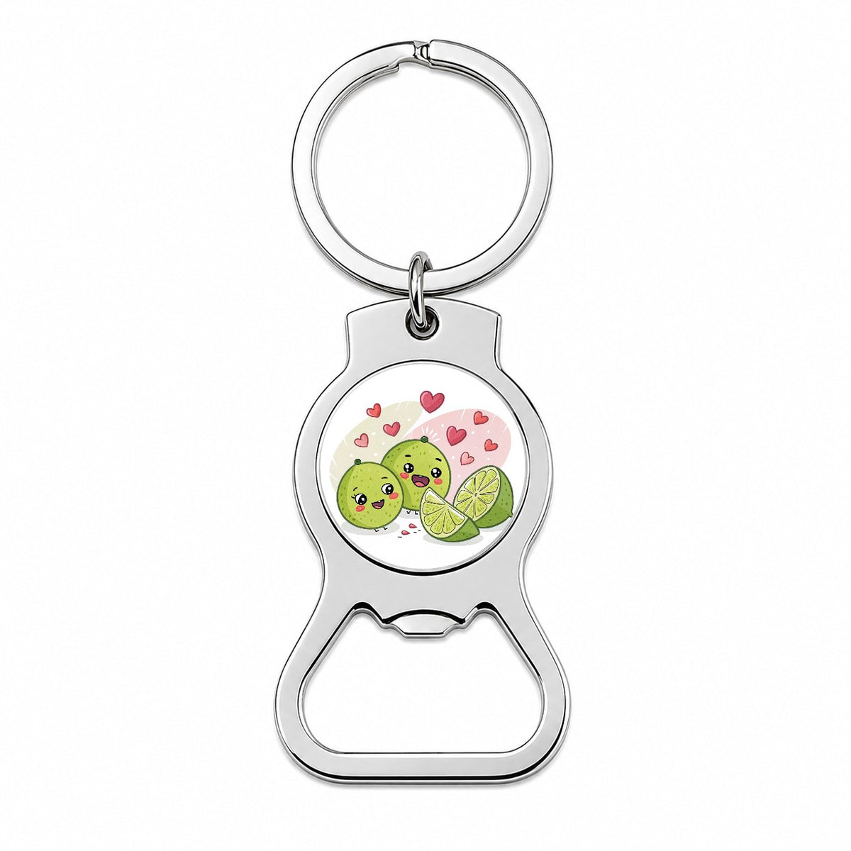 Kawaii Limes And Hearts Bottle Opener Keychain