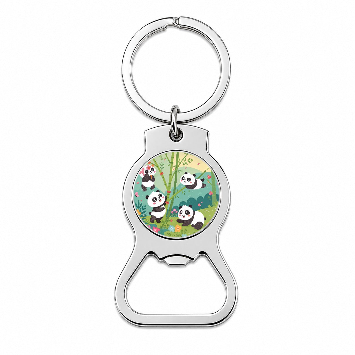 Kawaii Pandas Bottle Opener Keychain