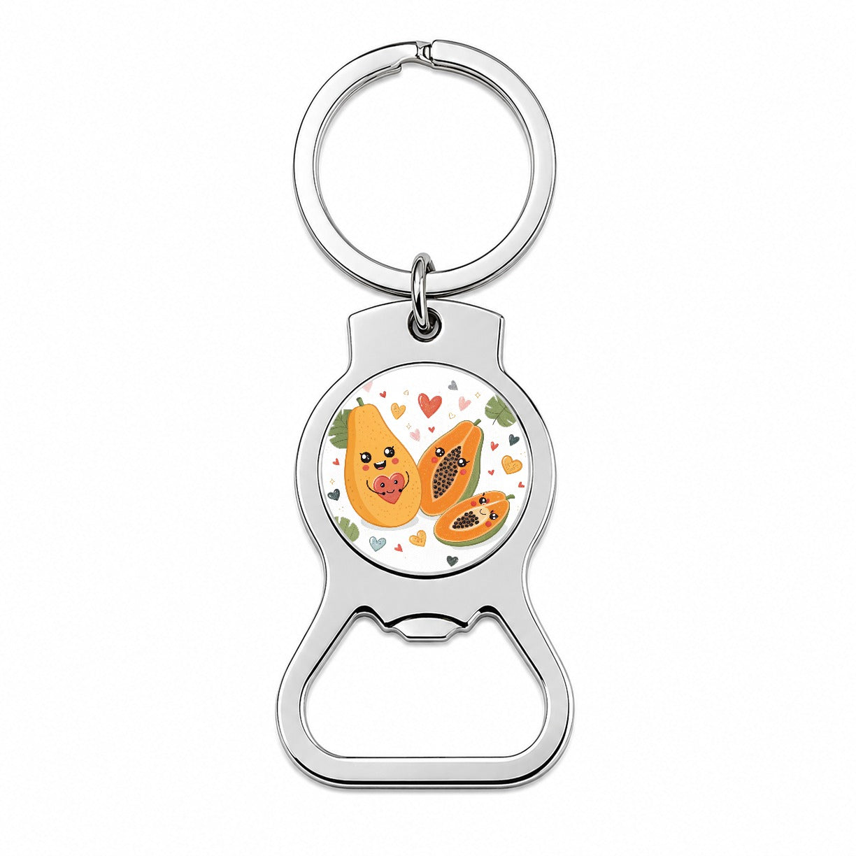Kawaii Papayas And Hearts Bottle Opener Keychain