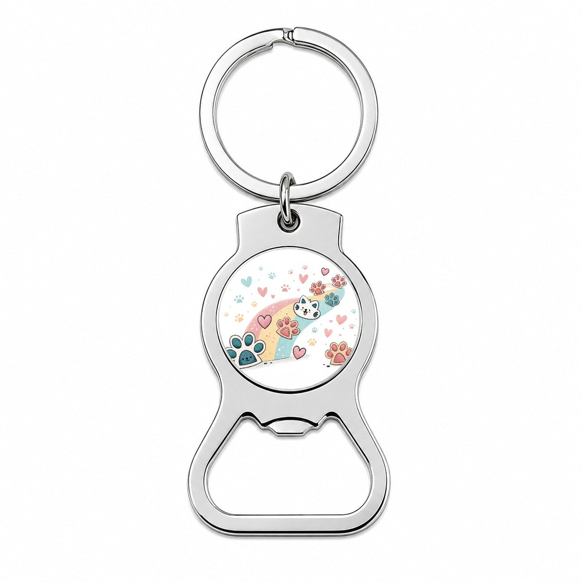Kawaii Paw Prints And Hearts Sty Bottle Opener Keychain
