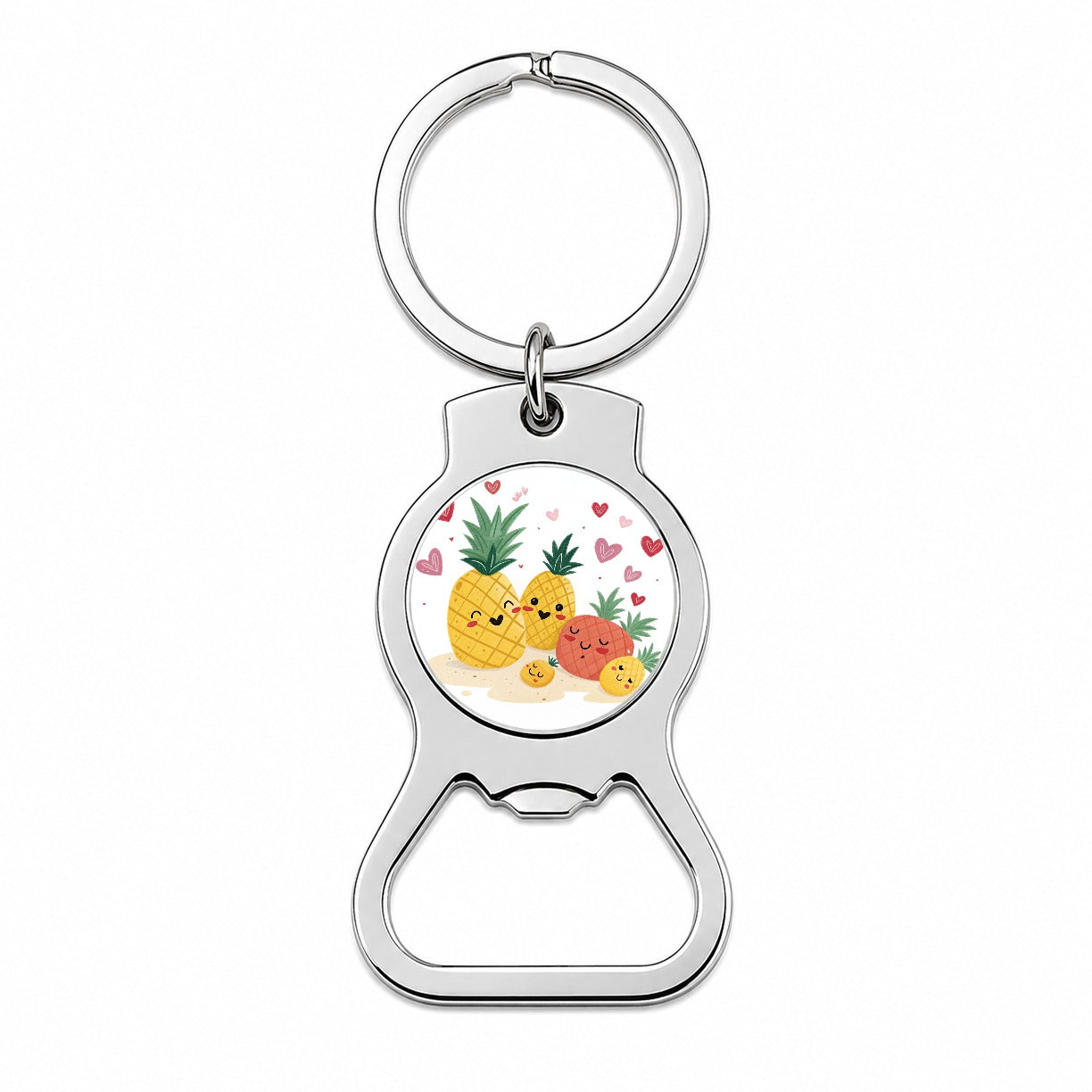Kawaii Pineapples And Hearts Bottle Opener Keychain